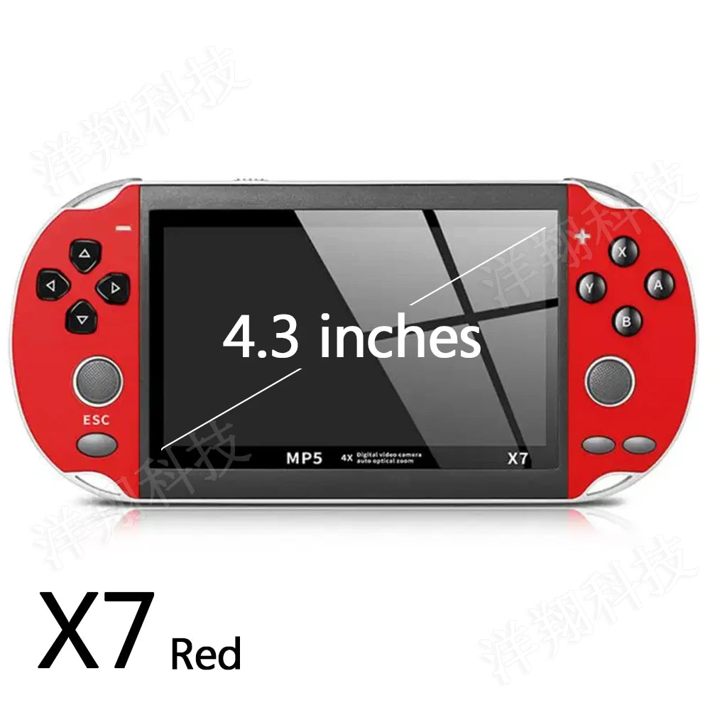 X7 4.3inch Retro Handheld Game Player Built-in Games Classic Game Portable Console Audio Video Game Console AV Output Kids Gift