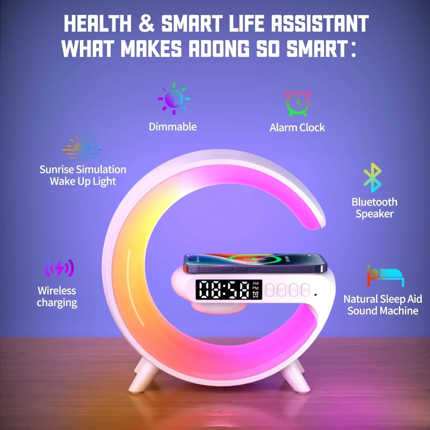 Multifunction Bluetooth Speaker TF RGB Night Light 15W Wireless Charger Stand for iPhone Samsung Xiaomi Fast Charging Station