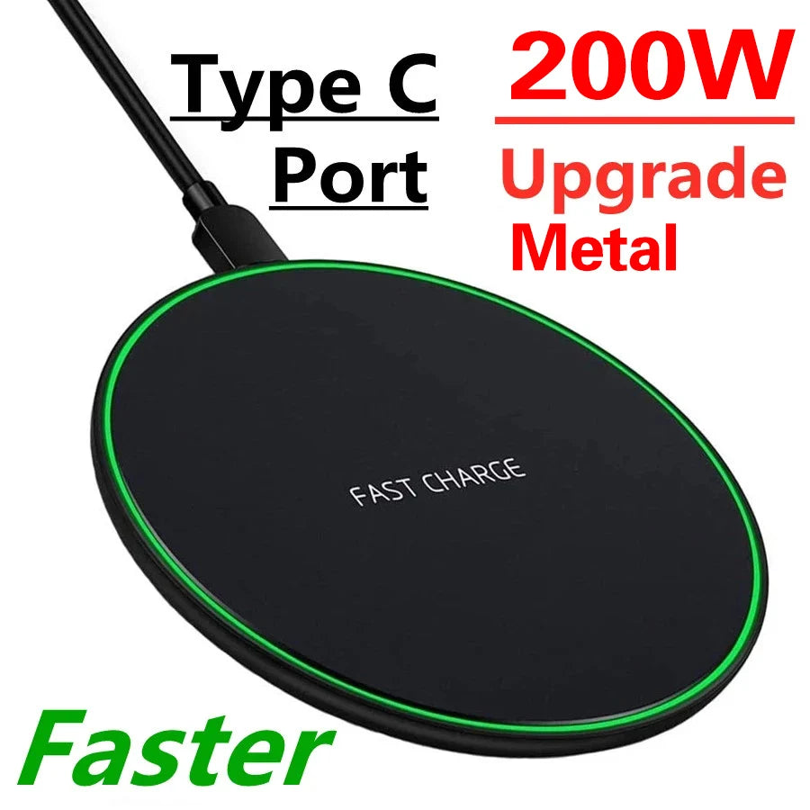 200W Wireless Charger For iPhone 14 13 16 15 Pro XS Max Mini X XR Induction Fast Wireless Charging Pad For Samsung Xiaomi Huawei