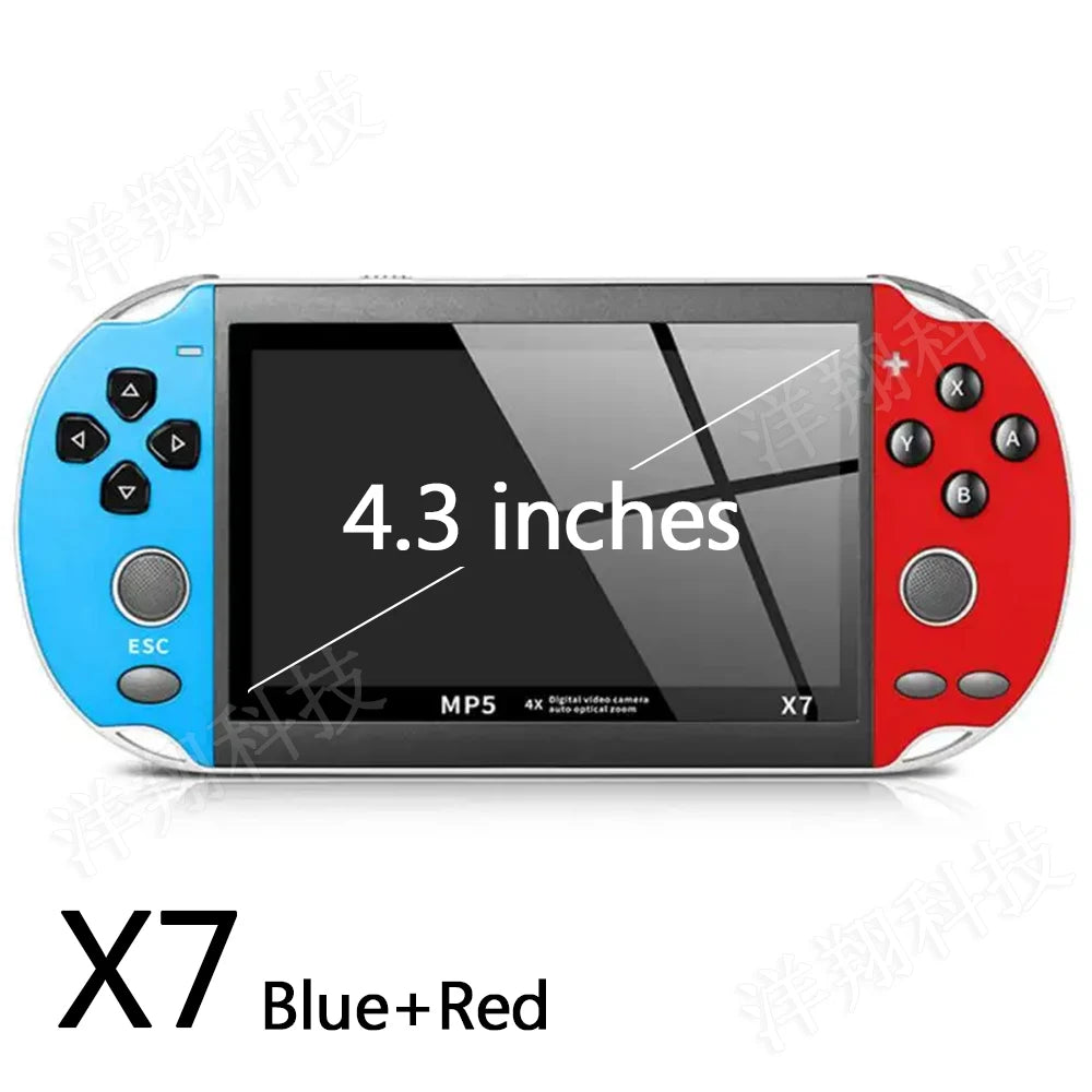 X7 4.3inch Retro Handheld Game Player Built-in Games Classic Game Portable Console Audio Video Game Console AV Output Kids Gift