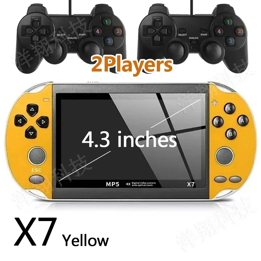 X7 4.3inch Retro Handheld Game Player Built-in Games Classic Game Portable Console Audio Video Game Console AV Output Kids Gift