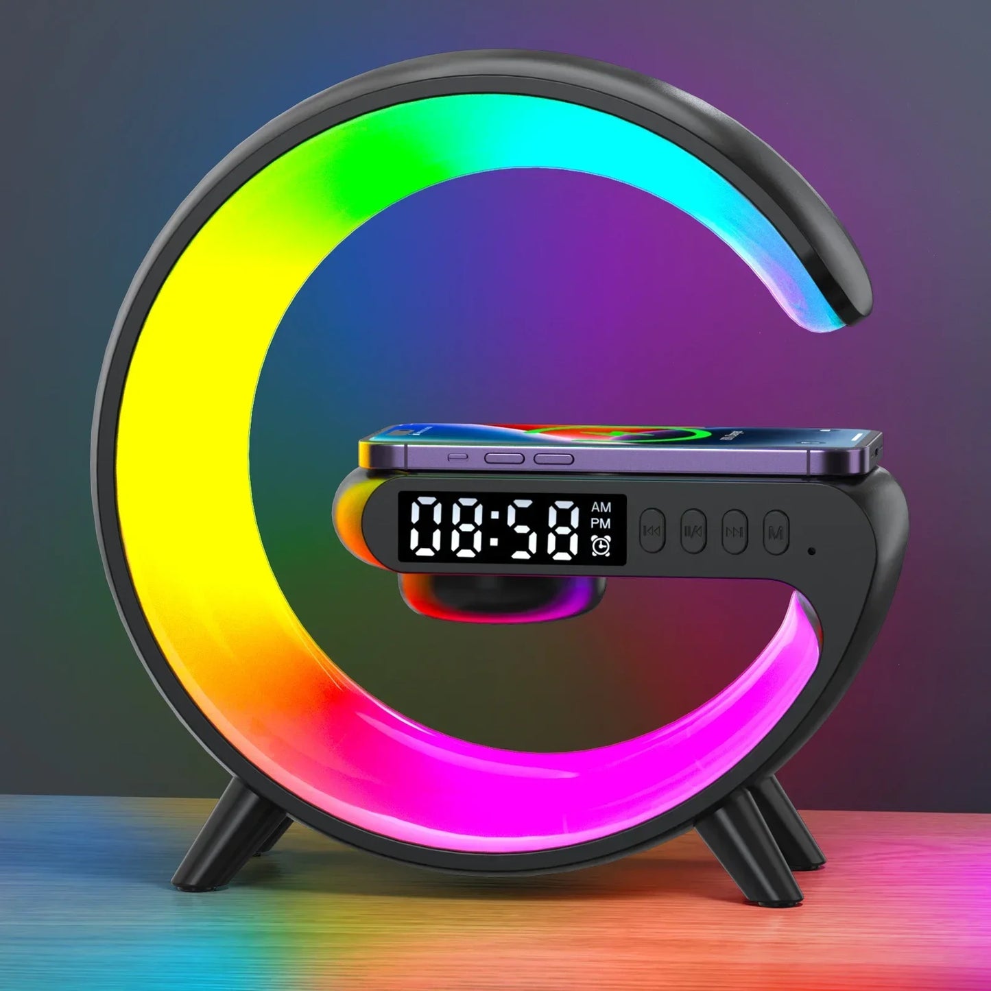 Multifunction Bluetooth Speaker TF RGB Night Light 15W Wireless Charger Stand for iPhone Samsung Xiaomi Fast Charging Station