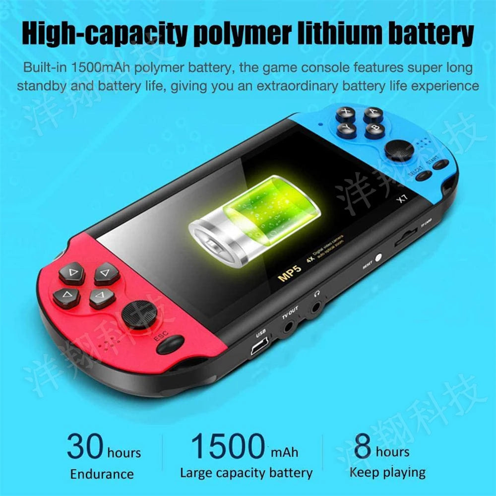 X7 4.3inch Retro Handheld Game Player Built-in Games Classic Game Portable Console Audio Video Game Console AV Output Kids Gift