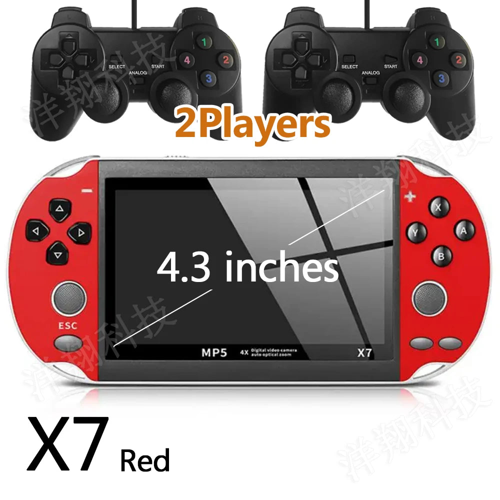 X7 4.3inch Retro Handheld Game Player Built-in Games Classic Game Portable Console Audio Video Game Console AV Output Kids Gift